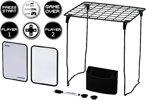 Locker Kit: 12 Inch Shelf and Magnetic Locker Accessories, 13 Piece Bundle with Mirror and Whiteboard