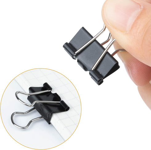 Metal Small Binder Clips, 50 Pack 3/4 Inch Paper Clamps for Office Supplies, Mini Black Clips