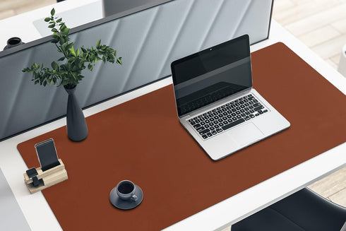 Boutilon XXXL-Brown Leather Desk Pad, 47"x 24" Large Waterproof Business Desk Mat for Keyboard and Mouse