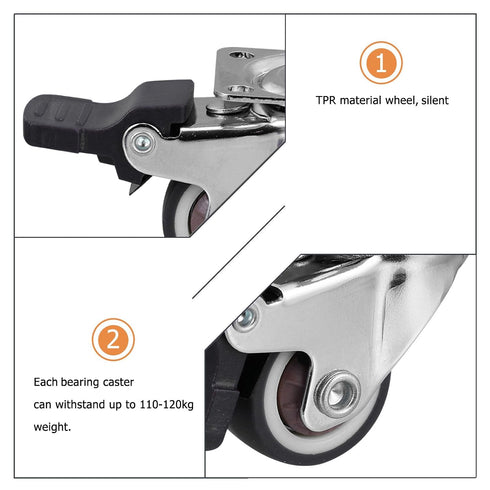 5pcs 1 Inch NUOBESTY TPR Swivel Stem Casters Grey Silent Replacement Wheels for Furniture Cart Rolling Industrial Use