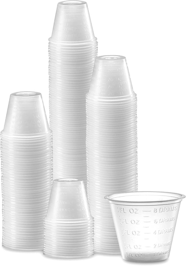 Disposable Medicine Cups, 100 Count - 1 oz Sturdy Plastic Measuring Cups for Pills, Liquid Medication & Mixing