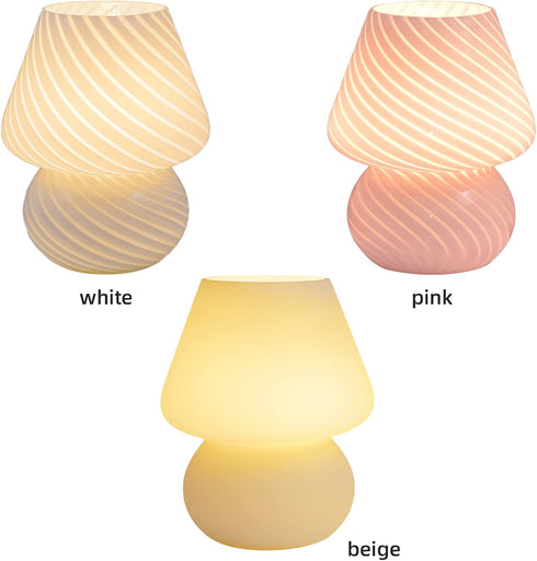 Dimmable BestAlice Mushroom Lamp, Glass Mushroom Night Light USB Rechargeable Remote Control Three Colors Small Bedside