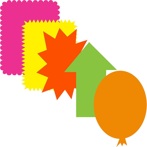 BAZIC Neon Pre-Cut Poster Board Shapes, Arts and Crafts Supplies, Fluorescent Colors (5/Pack)