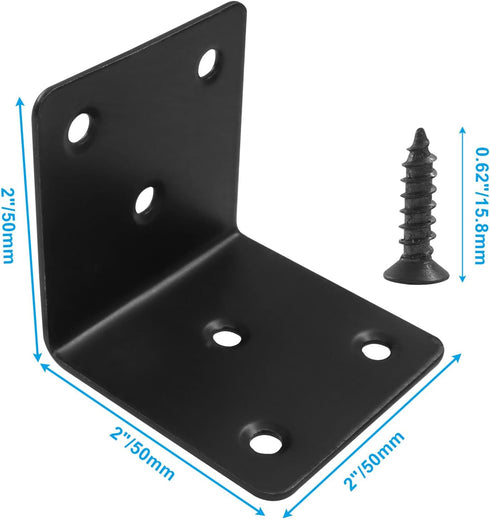 Aoserge 10 2 2 Inch pcs x Black Stainless Steel Corner Bracket - Heavy Duty Angle Iron for Shelves, Cabinets