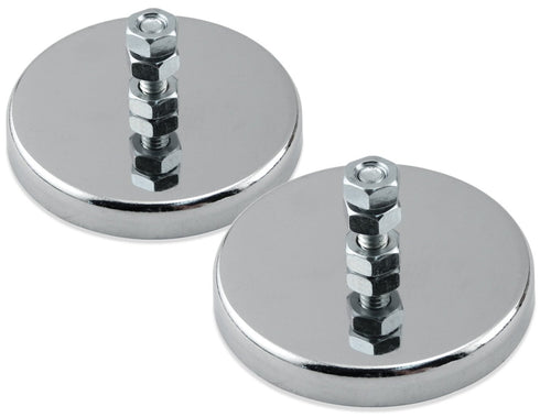 Master Magnetics Round Base Magnet with Bolt, 2.65" Diameter, 1.275" Height, 65 Pound Pull, Pack of 2