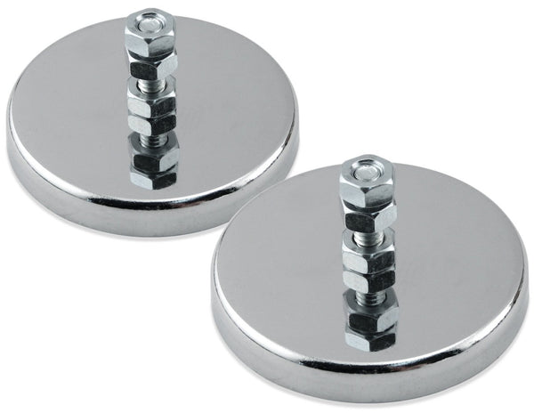 Master Magnetics Round Base Magnet with Bolt, 2.65" Diameter, 1.275" Height, 65 Pound Pull, Pack of 2