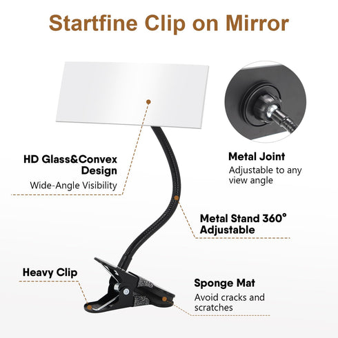 6.69"x2.95" Clip On Security Mirror Convex Desk Office Cubicle for Personal Safety Desk Rear View Mirror Monitor