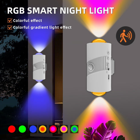 4-Level Closet, 2-Pack Rechargeable RGB Motion Sensor Night Light, Color Changing LED Night Light with Stick-on Magnet