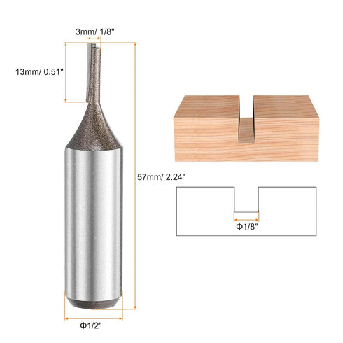1/2 Inch 1/8" 2 0.51 Inch YG6 HARFINGTON Straight Router Bit Shank Cutting Dia, Flutes Cutting Length Carbide Cutter