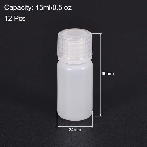 uxcell Plastic Lab Chemical Reagent Bottle, 15ml/0.5 oz Small Mouth Sample Sealing Liquid/Solid Storage Bottles, White 12pcs by uxcell