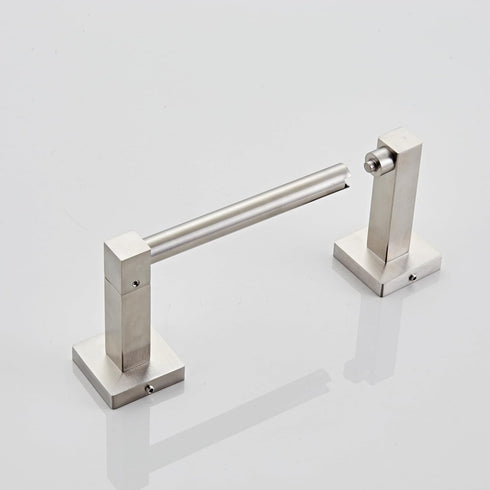Wall Mount Toilet Paper Holder, Brushed Nickel Bathroom Double Post Pivoting Square Holder for TP, RV Paper Towels
