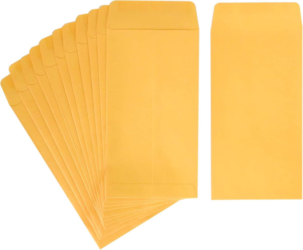 ESSENTIAL #7 Cash Envelopes 100 Piece, 3.5" x 6.7" with Gummed Flap, Small Parts Envelope for Home and Office Use