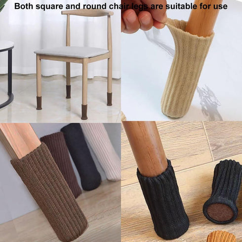 VORTINIOUS (Brown,8 Furniture Leg Socks,Chair Leg Floor Protectors for Hardwood Floors,Anti-Slip Chair Leg Covers,High