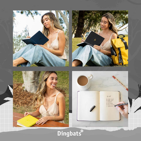 Dingbats - Wildlife Solid Medium Notebook, Grey Elephant, A5, Hardcover Notebook, PU Leather, Perforated Cream 100gsm