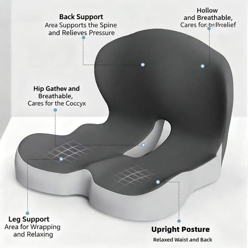 Celinva Tailbone, (1, Orthopedic Cushion for Office Chair and Car, Memory Foam Seat Cushion with Lumbar Support Pillow