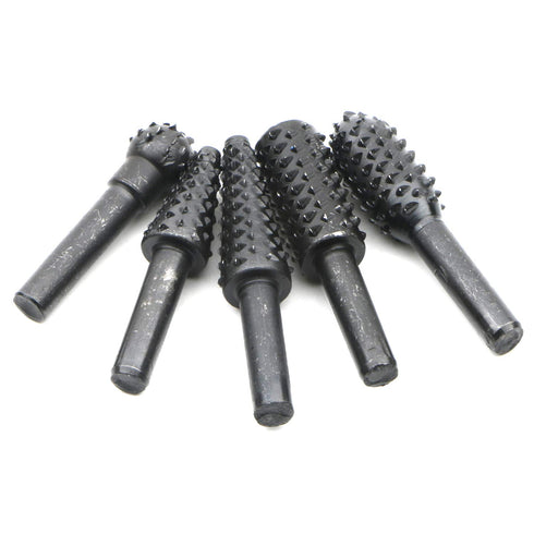 JIUWU 10pcs Black Twist Rotary Burr Drill Bits 6.35mm Shank for Wood Carving, DIY Woodworking Chisel Power Tools