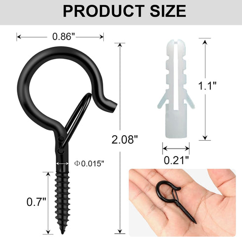 FSAH 35 Q Hanger Pcs Screw-in Hooks for Outdoor String Lights, Swivel Hanging Basket Patio Light Hooks with Safe Buckle