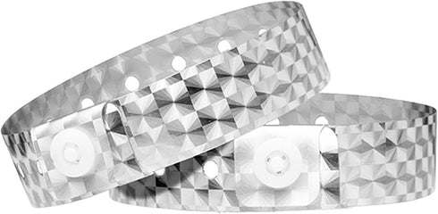 Ouchan Silver Holographic Plastic Wristbands, 100 Pack Vinyl for Events Parties