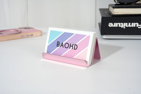 Cute Rose Gold Business Card Holder Display Stand, Metal Desktop Organizer for Women - 1 Pack (2nd Generation)