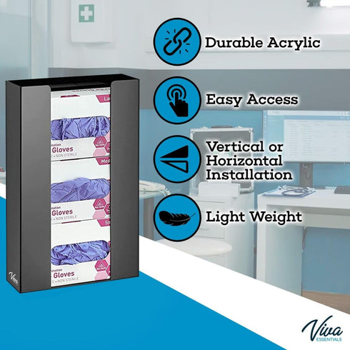 Triple Glove Box Holder - Wall Mount or Free Standing Organizer