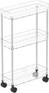 Yieach Clear 3 Tier Slim Rolling Storage Cart with Wheels,6.3W Thin Shelf,Bathroom Storage