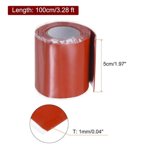 2 Rolls Self Fusing Silicone Tape 2" x 3ft x 0.04" Waterproof Sealing Plumbing Rubber Tape for Water Pipe Hose Leak Silicone Grip Repair Seal, Red