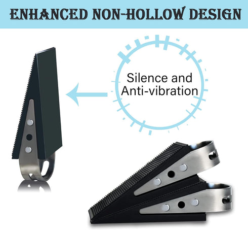 Shackcom 2 Pack Black Heavy Duty Door Stopper Wedge, Rubber and Stainless Steel, Works on All Floor Surfaces