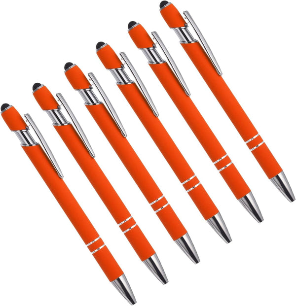 YOKIVE 6 Pcs 2 in 1 Ballpoint Pen with Stylus Tip, Black Ink Metal Stylus Pen 1.0mm Medium Point, Great for Touch