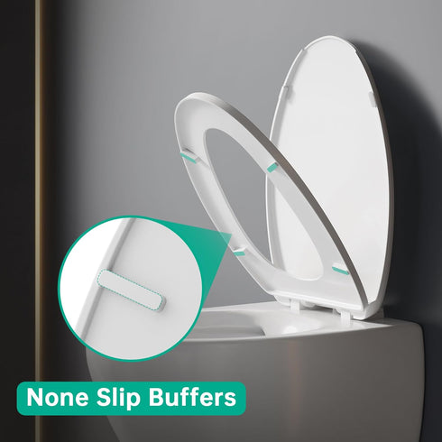 2 Pack, 18.5"L 14"W Toilet Seat Elongated Toilet Seats with Cover Quiet Close, Never Loosen Bumpers, Easy Removing