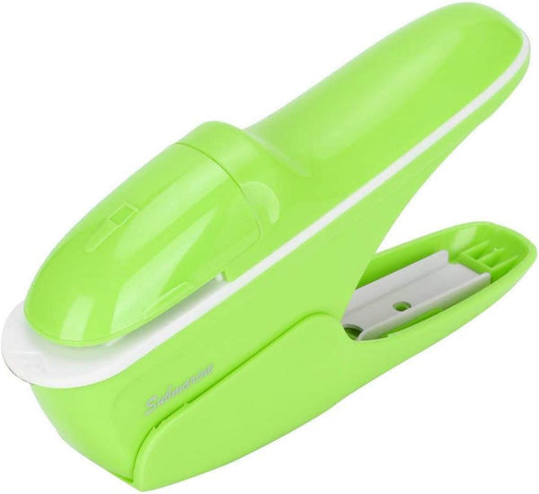 Fdit Stapleless Hand Stapler, White ABS Paper Stapling Machine, Comfortable Handle for School and Office Use