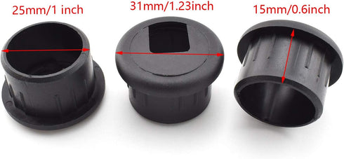 SDTC Tech 3-Pack 1 Inch Black Plastic Desk Hole Wire Grommet Cable Cord Cover Organizers