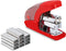 Effortless Mini Stapler Set, 20 Sheet Capacity, Integrated Remover & Staple Storage, 1000 Staples, Red