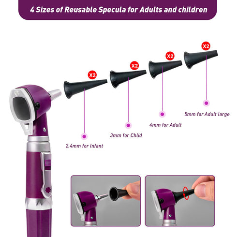 Scian Otoscope - Ear Scope with Light, Fiber Optic Otoscopes with Hard Plastic Case, Pocket Diagnostic Ear Infection