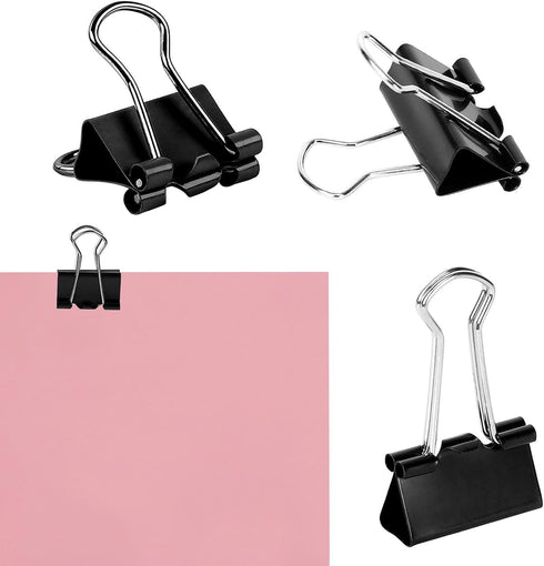 SANNIX 42 PCS Black Binder Clips, 1 inch 25mm Medium Size Paper Clamps
