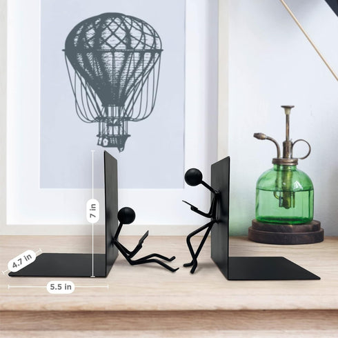Ottimo Heavy Duty Metal Unique Office Desk Bookends for use as Bookshelf Decor, Home, Office or Kitchen Shelves.