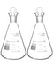 QWORK 500ml Iodine Flask with Stopper, 2 Pack Heavy Duty Borosilicate Glass Erlenmeyer Flask, Conical Shape