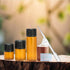 SKYPRO 2ml Mini Amber Glass Bottles with No-Hole Plugs for Essential Oils, Chemistry Lab Chemicals