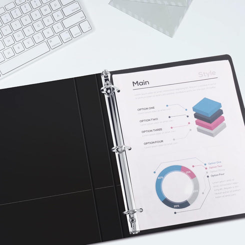 ViVin Durable 1 Inch D Ring Binders, 12 Pack, Customizable Clear Cover, Hold 225 Sheets of US Letter Size Paper, Black