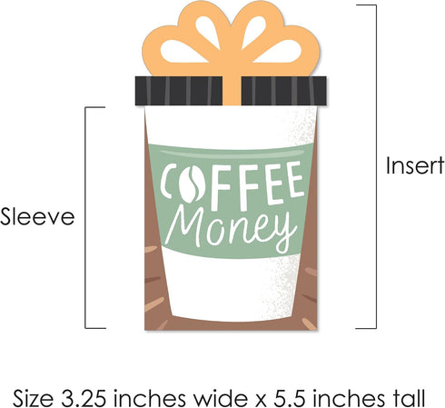 Set 8 Big Dot of Happiness But First, Coffee - Cafe Themed Party Money and Gift Card Sleeves - Nifty Gifty Card Holders