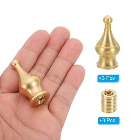 PATIKIL 22 45mm 3 Set x Lamp Finials Caps Knob, Solid Brass Lamp Shade Top Decoration Screw Cap Nuts with Brass