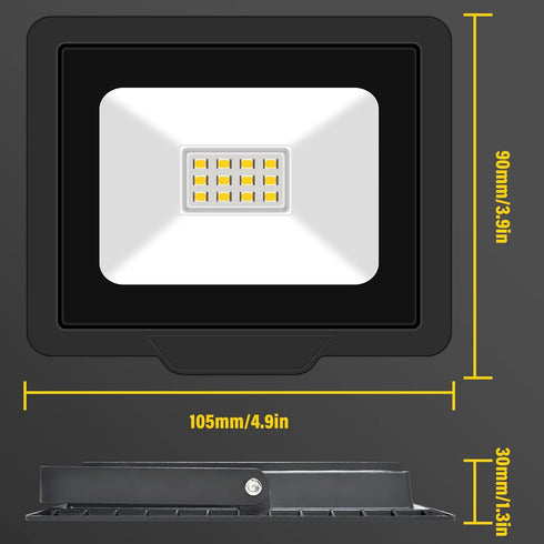 AUXTINGS 10W LED Flood Lights Outdoor Security Lights, 1000LM Warm White Spot Light for Yard, IP66 Waterproof