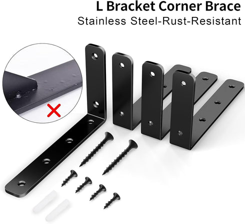 5" 3" 35lb/15KG Pack 4, YUMORE L Bracket, x Max Load: Heavy Duty Stainless Steel Solid Shelf Support Corner Brace Joint