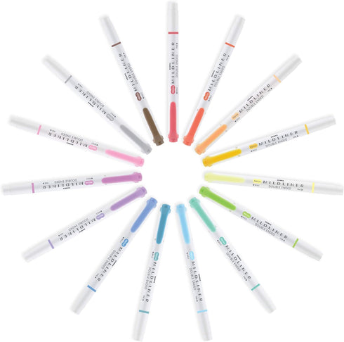 Zebra Pen Mildliner 12-Pack Double-Ended Highlighter Marker Set, Broad and Fine Point Tips, No Bleed Dark Blue