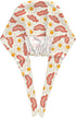 Nurse Scrub Cap Men Women with Buttons - Cartoon Bacon Egg Print Soft Comfy Surgical Cap, Adjustable Tie Back Scrub