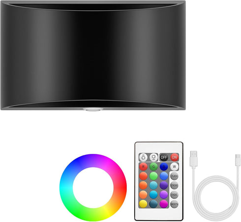 Battery Operated Wall Sconce with Remote 16 Colors RGB Dimmable Wall Light