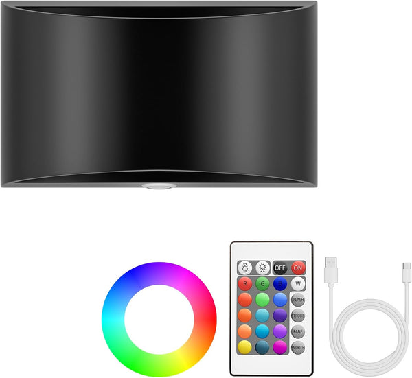 Battery Operated Wall Sconce with Remote 16 Colors RGB Dimmable Wall Light