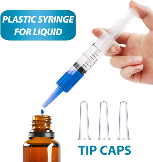 20ml Plastic Syringe for Liquids - 10 Pack for Oral, Scientific Labs, Measuring, and Dispensing with Cap