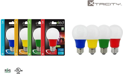 Xtricity LED A19 Blue Light Bulbs, 5W A19/5W/B/LED (40W Equivalent), E26 Medium Base, 120V, Blue, Porch, Holiday
