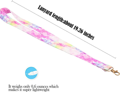 LNKRE JEWELRY Pink Rainbow Lanyard Keychain - Premium Soft Cotton Fabric Neck Lanyards with Metal Clasp for Women,