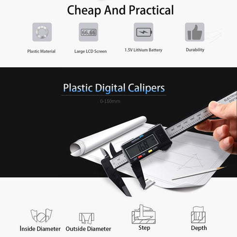 Electronic Digital Calipers, LCD Measuring Tool with Inch and Millimeter Conversion, Suitable for DIY/Jewelry